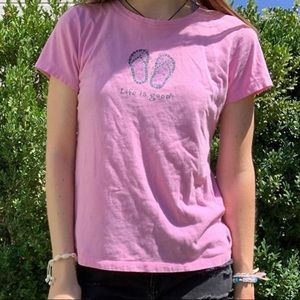 Life is good pink flip flop T-shirt